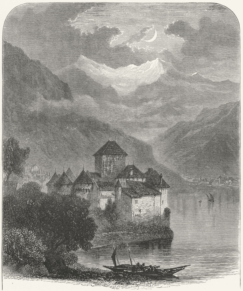 SWITZERLAND. Chillon & Alps 1891 old antique vintage print picture